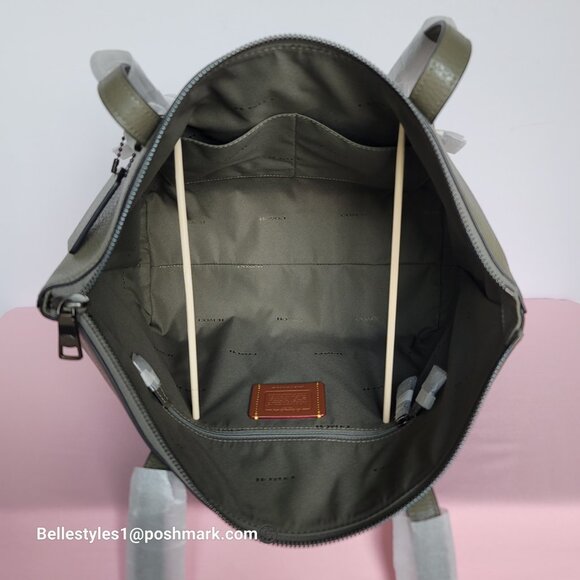 COACH Taylor Polished Pebbled Leather Large Tote- Army Green color ⭐ - Picture 12 of 16